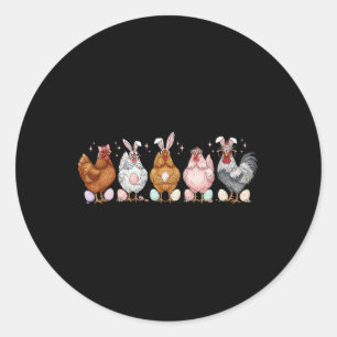 Easter Chicken Bunnies Ears Rooster Poultry Farmer Classic Round Sticker