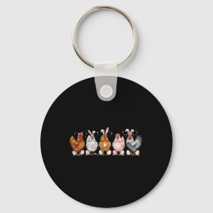 Easter Chicken Bunnies Ears Rooster Poultry Farmer Key Ring