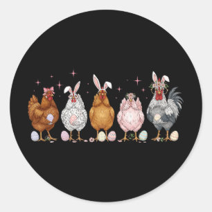 Easter Chicken Bunnies Farmer Rooster Poultry Farm Classic Round Sticker
