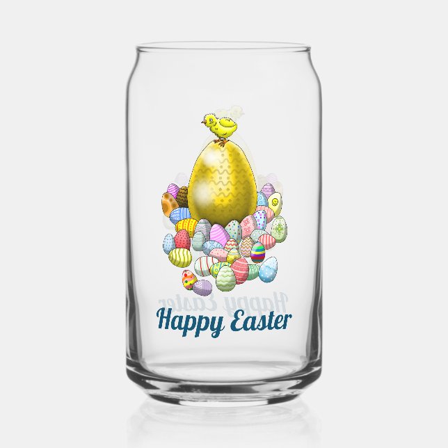 Easter Chicken & Eggs Can Glass (Front)