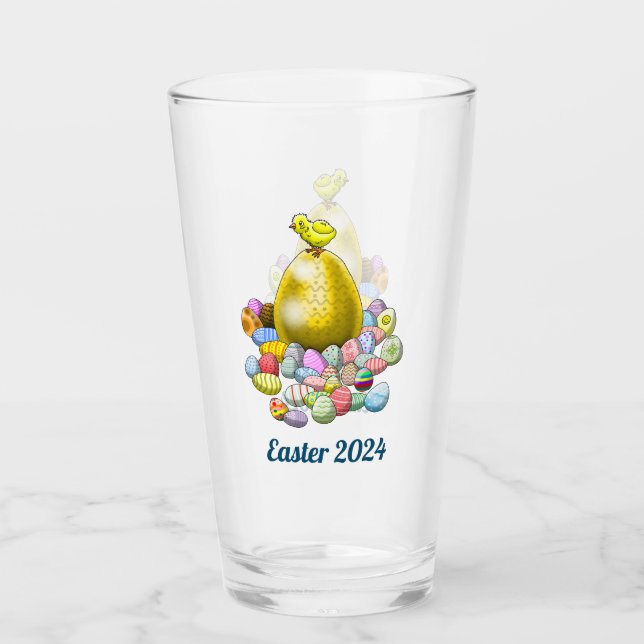 Easter Chicken & Eggs Glass (Front)
