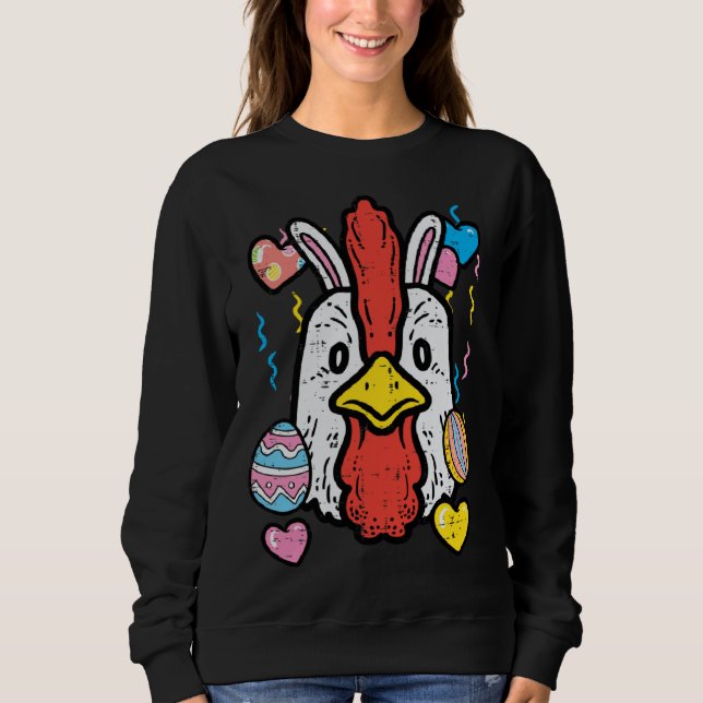 Easter Chicken Face Spring Women Girls Kids Toddle Sweatshirt (Front)