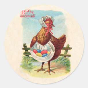 Easter Chicken Farm Cute Antique Eggs Classic Round Sticker