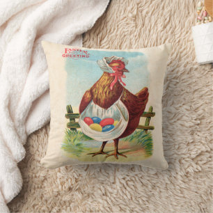 Easter Chicken Farm Cute Antique Eggs Cushion