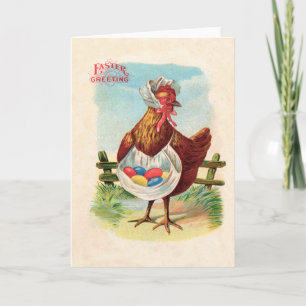 Easter Chicken Farm Cute Antique Eggs Holiday Card