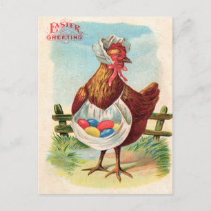 Easter Chicken Farm Cute Antique Eggs Holiday Postcard