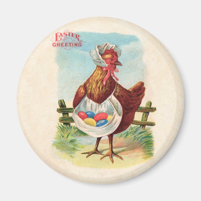 Easter Chicken Farm Cute Antique Eggs Magnet (Front)