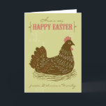 Easter Chicken Green Rustic Happy Easter Card<br><div class="desc">Send Easter greetings to family and friends with this customisable Happy Easter card. It features illustrations of a brown chicken in a nest. Personalise by adding your details. Rustic and unique,  it's a great Easter greeting card for your friends and families.</div>