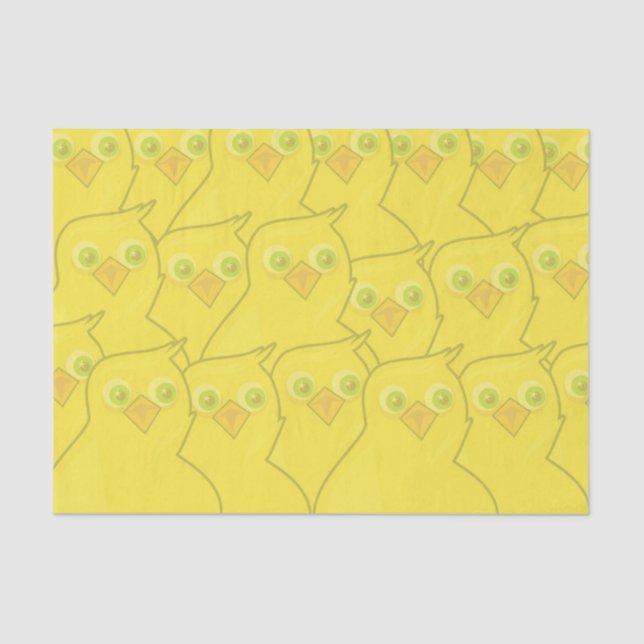 Easter Chickens Bright Yellow Cartoon Pattern Tissue Paper (Front)
