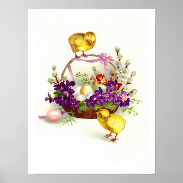 Easter chicks and eggs poster (Front)