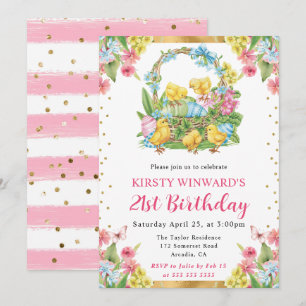 Easter Chicks and Eggs Spring 21st Birthday Invitation