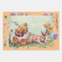 EASTER CHICKS AND FLOWERS WRAPPING SHEETS