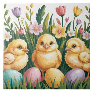 Easter Chicks Cute Spring Baby Chick Design Ceramic Tile
