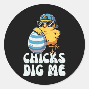 Easter Chicks Dig Me Cute Egg Hunt Toddler Boys Ki Classic Round Sticker