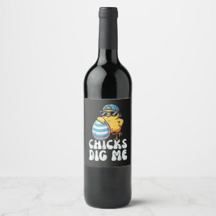 Easter Chicks Dig Me Cute Egg Wine Label