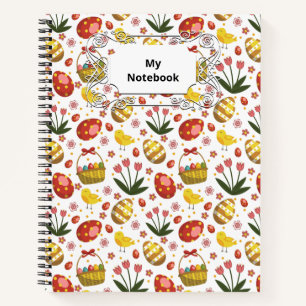Easter Chicks Flowers Eggs Celebration Notebook