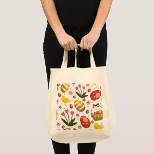 Easter Chicks Flowers Eggs Celebration Tote Bag