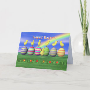 Easter Chicks on Eggs Holiday Card