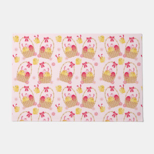 Easter Chicks Pattern Pink Doormat