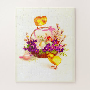 Easter chicks vintage art jigsaw puzzle