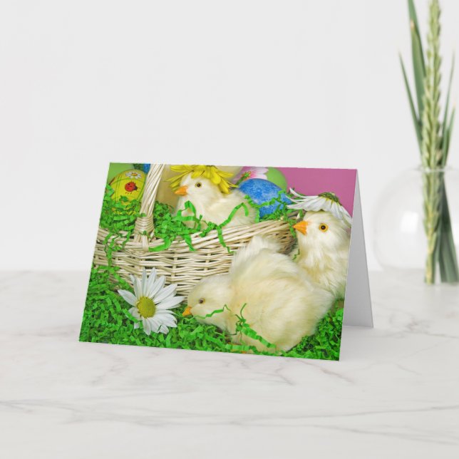 Easter Chicks with Eggs Holiday Card (Front)
