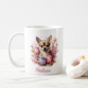 Easter Chihuahua Eggs and Flowers - Coffee Mug