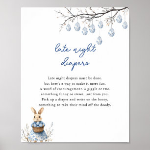 Easter Chinoiserie Baby Shower Late Night Diapers Poster
