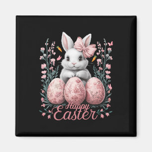 Easter Chinoiserie Floral Bunny With Cute Coquette Magnet