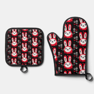 Easter Chocolate Bunny Decor Oven Mitt & Pot Holder Set
