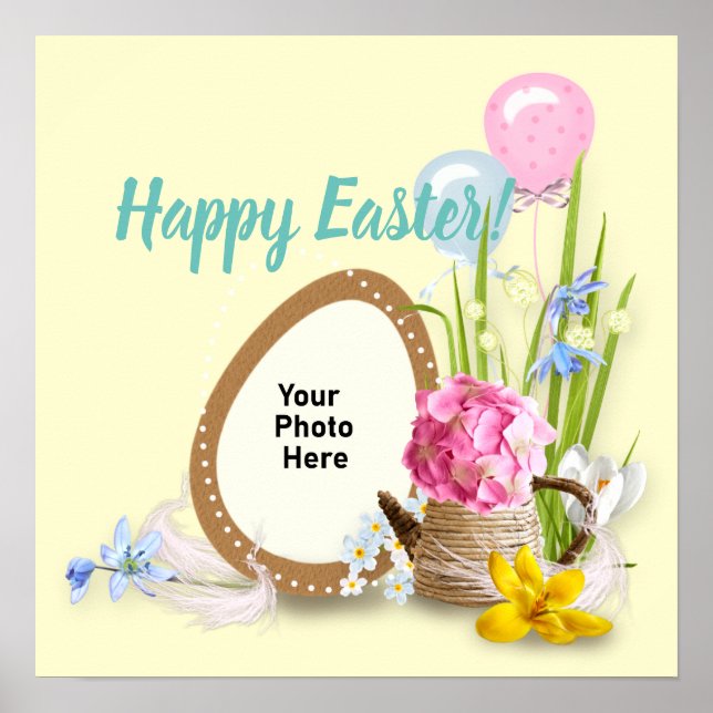 Easter Chocolate Egg & Balloons Photo Poster (Front)