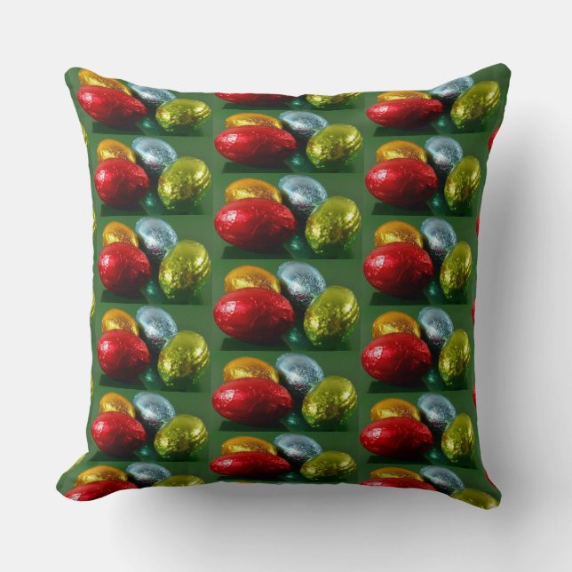 Easter Chocolate Foil Egg Pattern Throw Pillow (Front)