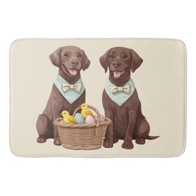 Easter Chocolate Labrador Retriever Dogs Bath Mat (Front)