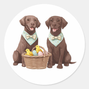 Easter Chocolate Labrador Retriever Dogs Classic Round Sticker