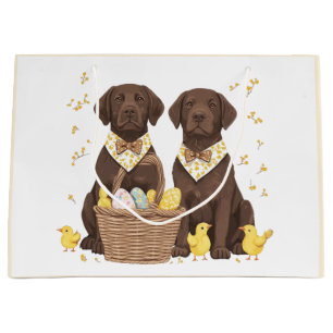 Easter Chocolate Labrador Retriever Dogs Large Gift Bag