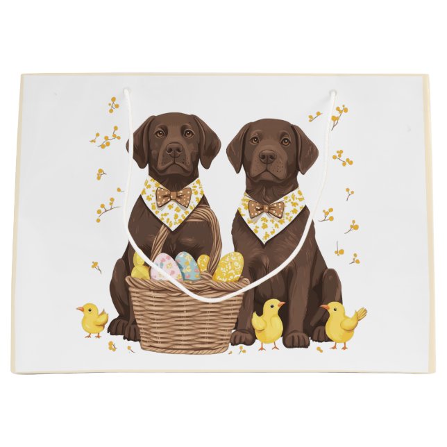 Easter Chocolate Labrador Retriever Dogs Large Gift Bag (Front)
