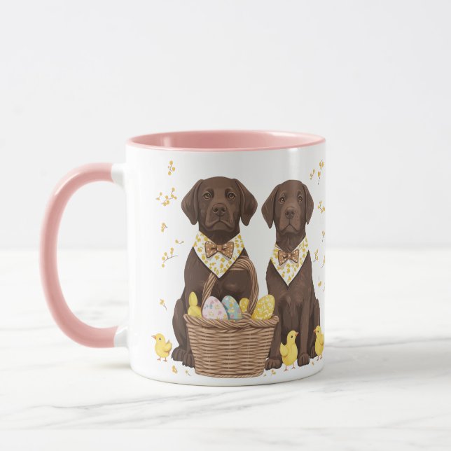 Easter Chocolate Labrador Retriever Dogs Mug (Left)