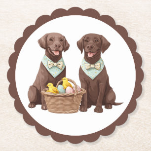 Easter Chocolate Labrador Retriever Dogs Paper Coaster