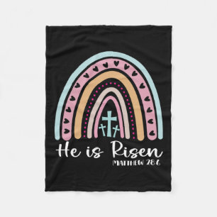 Easter Christian He Is Reinbow Risen Men Women Kid Fleece Blanket