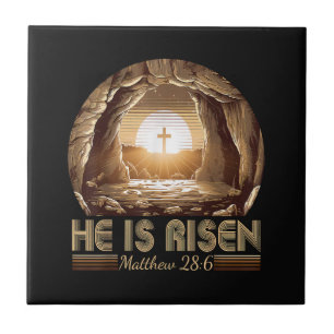 Easter Christian He is Risen Jesus Ceramic Tile