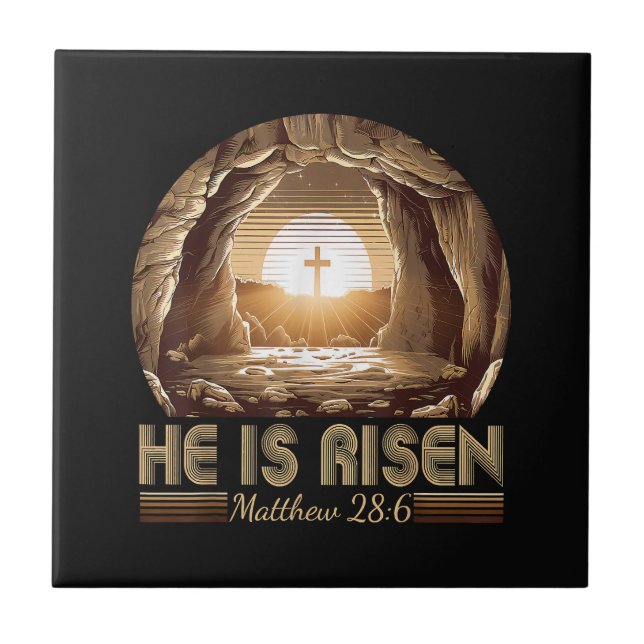 Easter Christian He is Risen Jesus  Ceramic Tile (Front)