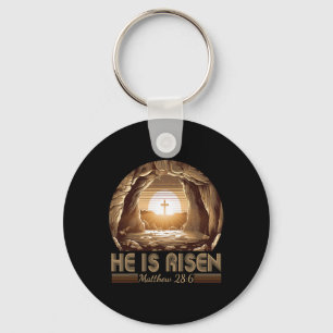 Easter Christian He Is Risen Jesus Empty Tomb Men Key Ring
