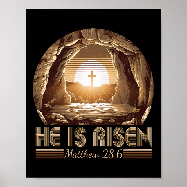 Easter Christian He Is Risen Jesus Empty Tomb Men  Poster (Front)