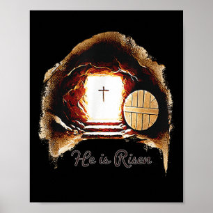 Easter Christian He Is Risen Jesus Empty Tomb Men Poster