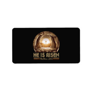 Easter Christian He is Risen Jesus Label