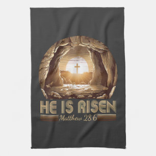 Easter Christian He is Risen Jesus Tea Towel