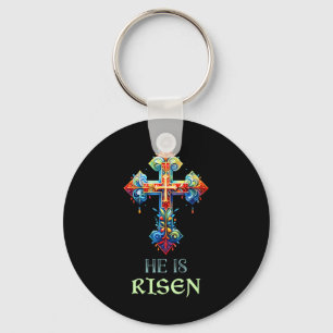 Easter Christian He Is Risen Resurrection Orthodox Key Ring