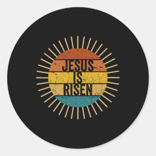 Easter Christian He Is Risen Sun Resurrection Men Classic Round Sticker