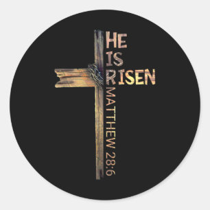 Easter Christian He Is Risen Sun Resurrection Men  Classic Round Sticker