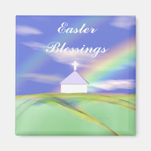 Easter Church and Rainbow Magnet