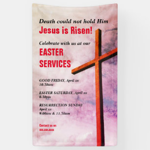 EASTER CHURCH SERVICES   Jesus is Risen Banner